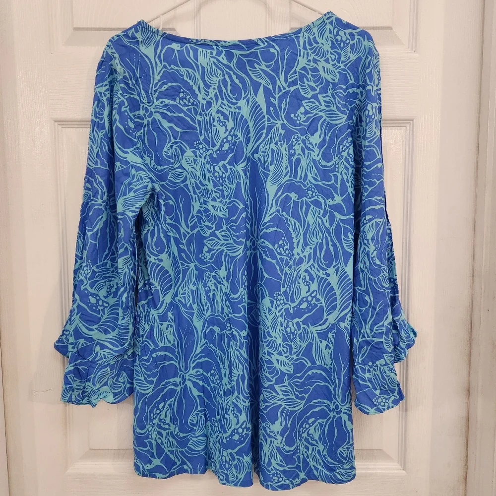 Escapada 3/4 sleeve Susan top in the color cornflower/PB ocean, size XL - Picture 5 of 8